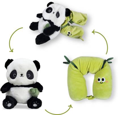 Unimos Plush 2-in-1 Panda Travel Pillow & Cuddly Toy for Kids & Adults  - 30 cm