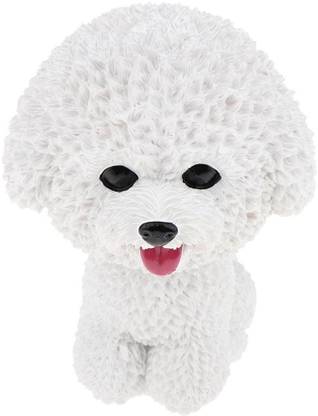 Lyla Resin Bobble Head Dog Figurine Toy Home/Car Dashboard Decor Bichon Frise'  - 10 cm