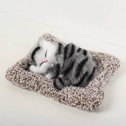 Super Toy Cute Sleeping Cat Plush Toy with Meow Sound, Kids Gift & Car Dashboard Accessory  - 4 cm