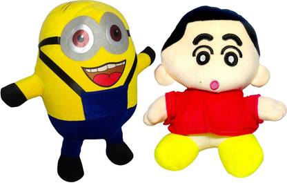 TedNBulbul Little SHIN CHAN(31cm) & Kevin The Minion Toys Pack of 2 -100%Washable& HandMade  - 45 cm