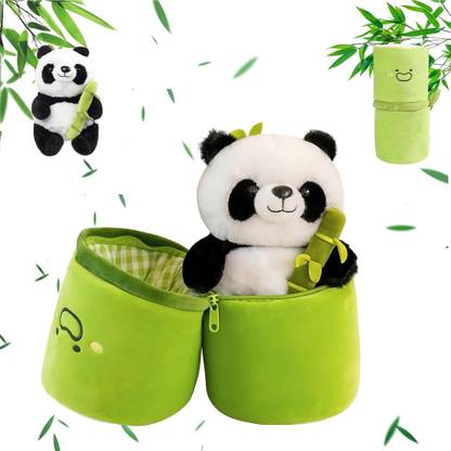 KIDOLOGY Cute Cartoon Super Soft Panda Teddy with Bamboo Plush Bag For kids  - 25 cm