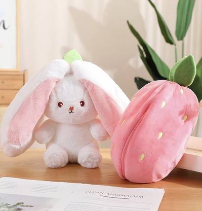 R C TRADERS Soft Stuffed Long Ear Bunny Toy, Reversible Teddy Toy  - 32 cm