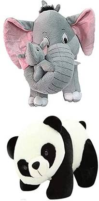 Raghu Collection Animals Panda Imported Soft Toy Elephant with 2 Little Baby  - 10 mm