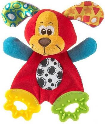 FUTABA Newborn Baby Playmate Plush Doll Rattle Baby Teether - Dog  - 23 cm