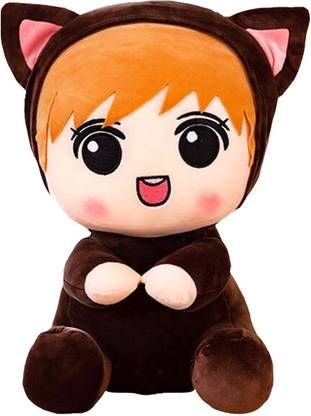 Puchu Toys Little Boy Stuffed Toy Soft Plush Toy- (dark brown,25Cm)… - 25 cm