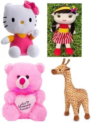 MPR ENTERPRISES Playing RedSofia,HelloKitty,Giraffe & Mono Kids boys, girls cute teddy bear  - 26 cm