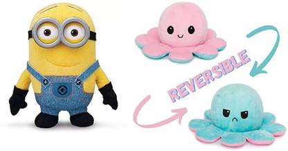 sai ji Combo Reversible Octopus Plus Soft Toy with Minion Stuffed Toy for Kids  - 25 cm