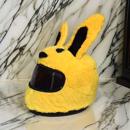 P I SOFT TOYS Funny Yellow Bunny Motorcycle Helmet Covers Suitable for Helmets Riding Gear Helmet Buckle Clip
