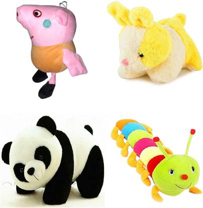 MEEJU Premium Stuffed Toy (4 TOYS- PANDA,CATERPILLAR,PEPPA,RABBIT)  - 30 cm