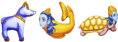 Vrindavanstore.in Kurma Matsya Varaha (Boar Fish Turtle Avatar Doll) Soft Toy for Kids  - 5 mm