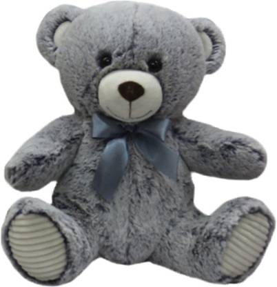 My Baby Excels Teddy Bear Plush with Satin Bow- Grey  - 25 cm