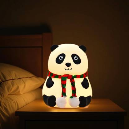 JESAL new Panda Night Light for Kids -Soft Silicone Rechargeable Lamp with Tap Control  - 15 cm