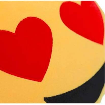sai ji Round Shape Fabric Printed Soft Plush Filled Cushions/Emoji Pillow  - 32 cm