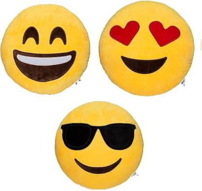sai ji Soft Toy Pillow Combo of 3 Emoji Cushion  - 30 cm