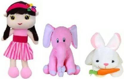 Mishka Toys Super soft combo Of toys Sofia Doll/Appu Elephant and Rabbit  - 30 cm