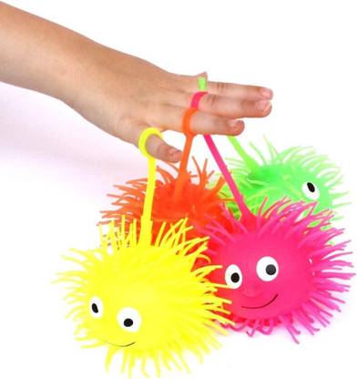 Joytify 2Pc Smile Face Silicone Puffer Ball with Flashing Light for Kids  - 7 cm