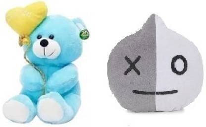 R k Lovely Cute & Attractive VAN WITH BLUE BALLON TEDDY BEAR 30 CM - 30 cm (Multicolor)  - 30 cm