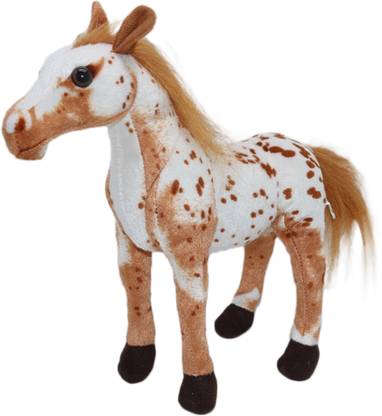Kraftix White-Brown Realistic Standing Horse Stuff Plush Soft Toy Animal KST650134  - 34 cm
