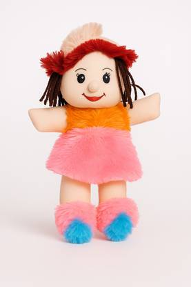 STUFFIEBUDDY Adorable Fabric Doll with Fluffy Dress & Boots – Perfect for Gifting - 33 mm