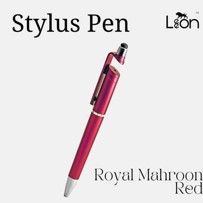 leeon Stylus 3 in 1 Ball Point Pen - Royal Mahroon Red Stylus