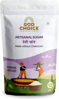 God Choice Organic Farms Artisanal Sugar/Desi Khand 500gm | Single Crystallization Pure Desi Khand Sugar