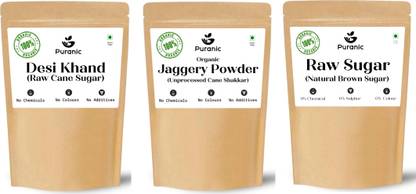 Puranic Organic Desi Khand (Combo of 3) I Organic Jaggery Powder I Raw Sugar