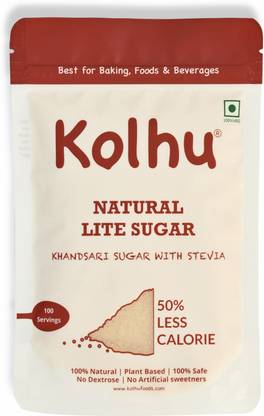kolhu Natural Lite Sugar 500g (Khandsari Sugar + Stevia) (Pack of 2, 250g Each) Sugar