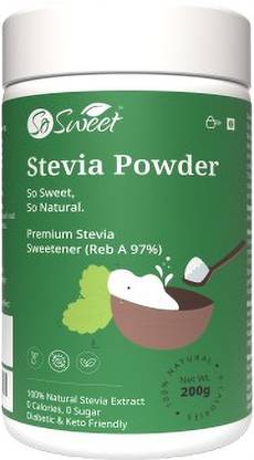 SO SWEET Stevia 200 Gram Powder Sugar-Free 100% Natural Diabetic Friendly Plant Based Sugar