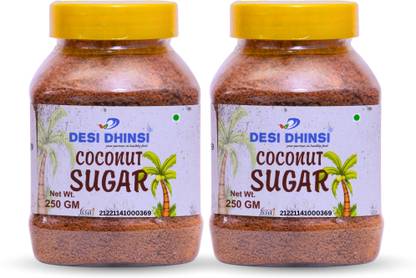 DESI DHINSI Organic Coconut Sugar, Low GI Natural & Vegan - Pack of 2 (250g Each) Sugar
