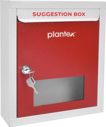 Plantex All in 1 Multipurpose Letter Box/Suggestion Box/Complaint Box/Donation Box with Lock Table Top or Wall Mount (Red & Ivory) Suggestion Box