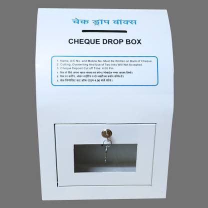 Adscope Heavy Gauge Metal Cheque Drop Box with Bilingual Instructions Lock & Two Keys Suggestion Box