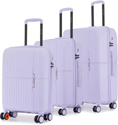 NASHER MILES Springfield HardSide Polypropylene Set of 3 Pastel Purple TrolleyBag(55,65&75cm) Cabin & Check-in Set 8 Wheels - 28 inch