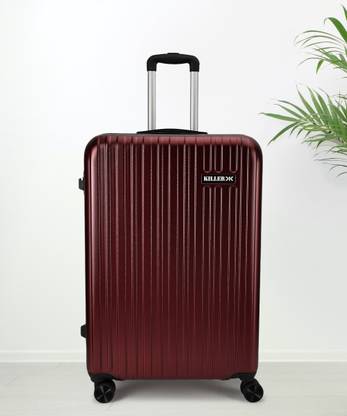 KILLER Classic Light-Weight & Durable Polycarbonate D. Red Hard Luggage Check-in Suitcase 8 Wheels - 28 Inch