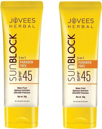 JOVEES Sunscreen - SPF 45 PA+++ Anjeer & Carrot Sunblock (Pack of 2)
