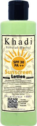 khadi natural herbal Sunscreen - SPF 50 PA++ SPF 30 PA++ Sunscreen Lotion 200 ml | Paraben Free
