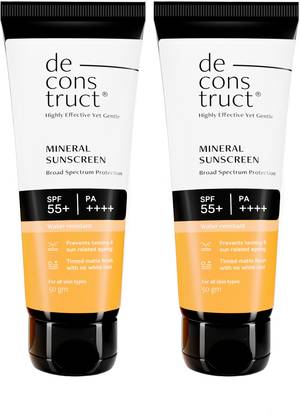 deconstruct Sunscreen - SPF 55 PA++++ Tinted Mineral Sunscreen- Broad Spectrum | No white cast - SPF 55+ PA++++