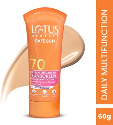 LOTUS HERBALS Sunscreen - SPF 70 PA+++ Safe Sun Daily Multi-Function Tinted Sunscreen SPF 70 PA+++