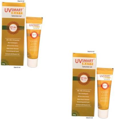 MANKIND Sunscreen - SPF 50 PA++++ Uvsmart Matt Sunscreen Gel Pack of 2 (50+50=100GM)
