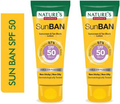 Nature's Essence Sunscreen - SPF 50 PA+++ SunBan Sunscreen - SPF 50 PA+++ 60ml × 2