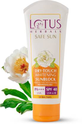 LOTUS HERBALS Sunscreen - SPF 40 PA+++ Safe Sun Dry-Touch Whitening Sunblock SPF 40 UVB & IR PA+++