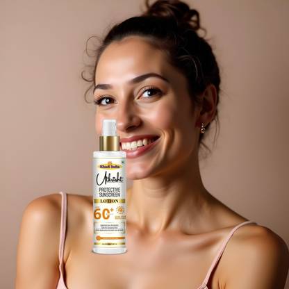 Utkrisht Sunscreen - SPF 60+ PA+++ Khadi SPF 60 Lotion with Ayurvedic UV Barrier for Glowing Skin