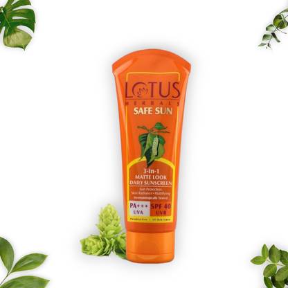 LOTUS HERBALS Sunscreen - SPF 40 SPF40(50g)3in1 Matte look daily cream