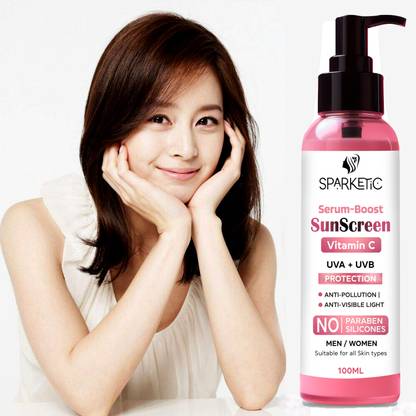 Sparketic Sunscreen - SPF 50 PA++ SunScreen Serum-Boost Vitamin C UVA For Anti-Pollution