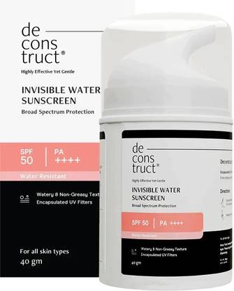deconstruct Sunscreen - SPF SPF 50 PA+++ Invisible Water Sunscreen | Instant Cooling & Long-Lasting | All Skin Types