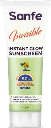 Sanfe Sunscreen - SPF 50 PA+++ Invisible Instant Glow Face & Body, No residue