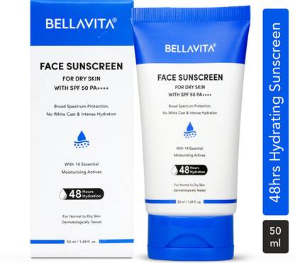 BELLAVITA Sunscreen - SPF 50 PA++++ For Dry to Normal Skin| Broad Spectrum| No White Cast |For Men & Women
