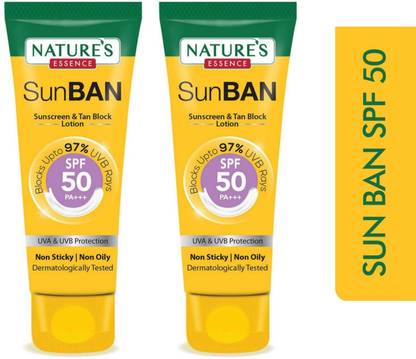 Nature's Essence Sunscreen - SPF 50 PA+++ SunBan Sunscreen - SPF 50 PA+++ 60ml × 2 t