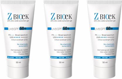 Z-Block Sunscreen - SPF 50 PA+++ SPF50+ PA+++ 25%with Zinc Oxide & Vitamin E,Physical
