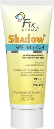 Fixderma Sunscreen - SPF 30+ PA+++ Shadow Sunscreen SPF 30+ Gel For Oily Skin, UVA-UVB Protection, Water Resistant
