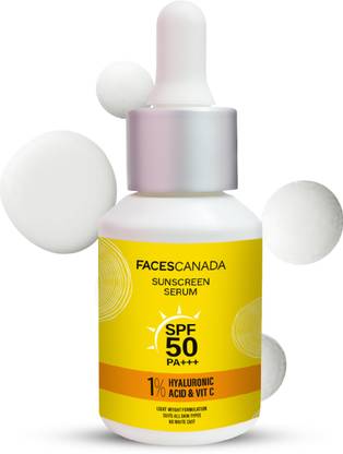 FACES CANADA Sunscreen - SPF 50 PA+++ Sunscreen Serum | SPF 50 PA+++ | Protects From UVA & UVB Rays | No White Cast